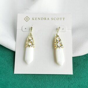 Kendra Scott Gold Drop Earrings - Natalie White Mussel $68 New